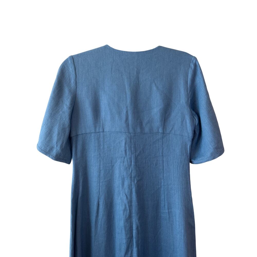 Alexis Jameela Shell Blue Linen Maxi Dress Tie Front Button Size L - Picture 14 of 16